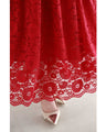 A long dress made entirely of lace and featuring a red dahlia (with belt)