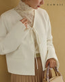 Front ribbon collarless jacket
