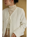 Front ribbon collarless jacket