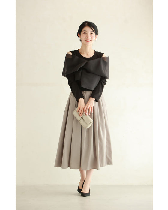 羽衣ショール風リボンカットソートップス