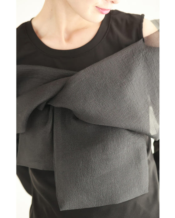 羽衣ショール風リボンカットソートップス