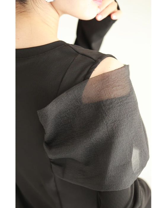 羽衣ショール風リボンカットソートップス