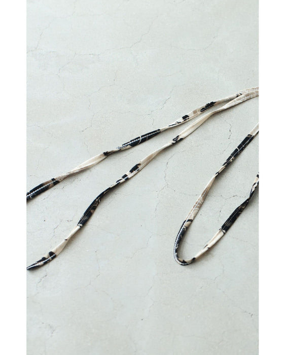 滲み描く花のティアードロングワンピース(紐ベルト付き)