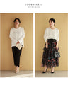 A pullover top with three-dimensional rose lace that brightens up the décolletage