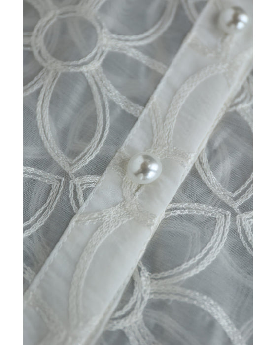 花刺繍が咲き広がるレース襟シアーブラウス(インナー付き)【set】