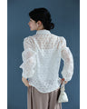花刺繍が咲き広がるレース襟シアーブラウス(インナー付き)【set】