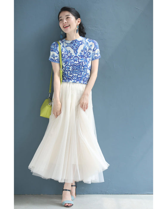 エレガントな伸びやかカットソーとプリーツパンツの2点セット【set】