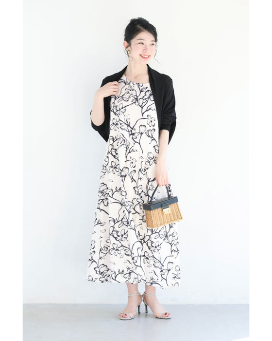 春に歌う鳥のロングワンピース（キャミソール付き）