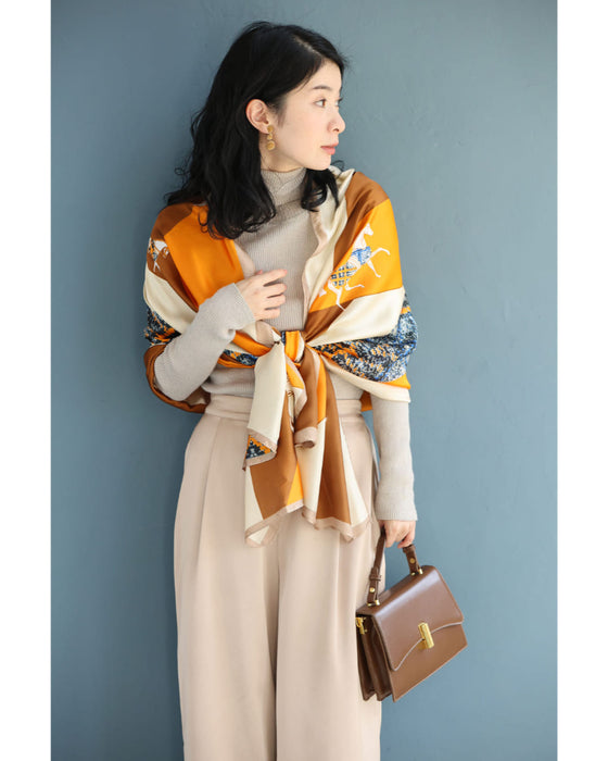 馬駆けるエレガントな艶めき大判ストール