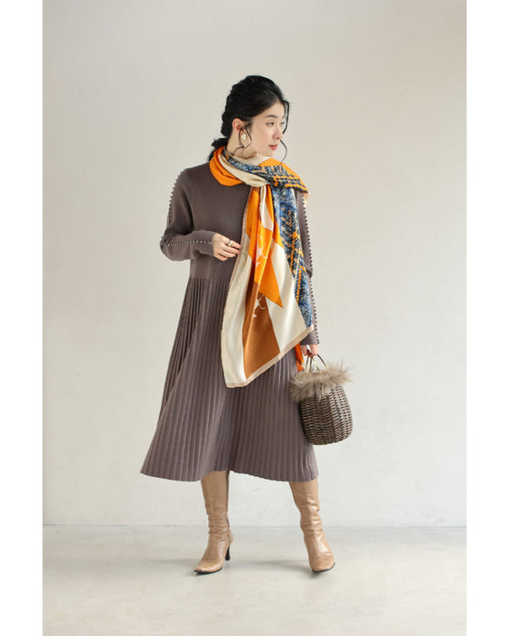 馬駆けるエレガントな艶めき大判ストール