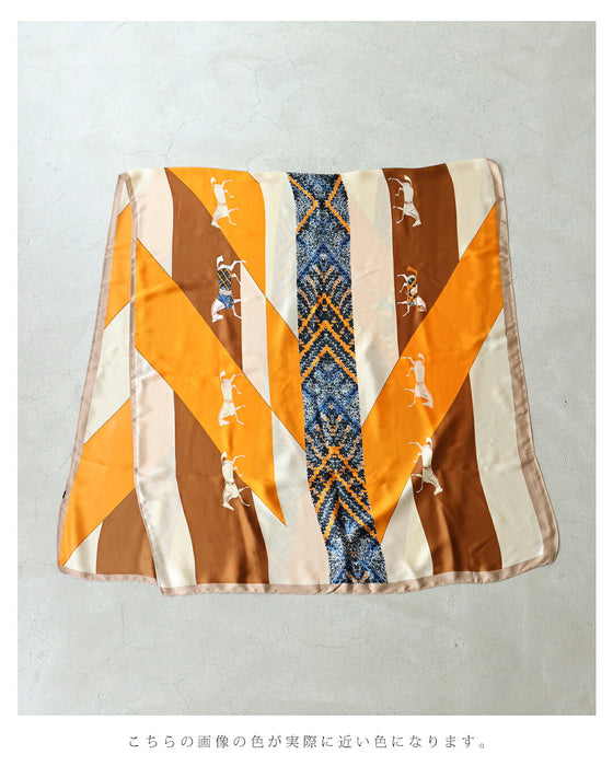 馬駆けるエレガントな艶めき大判ストール