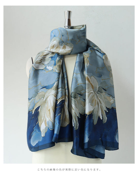 八重のクチナシ咲くエレガントな艶めき大判ストール