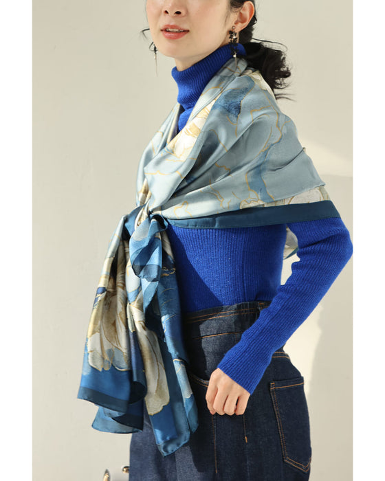 八重のクチナシ咲くエレガントな艶めき大判ストール