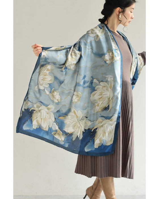 八重のクチナシ咲くエレガントな艶めき大判ストール