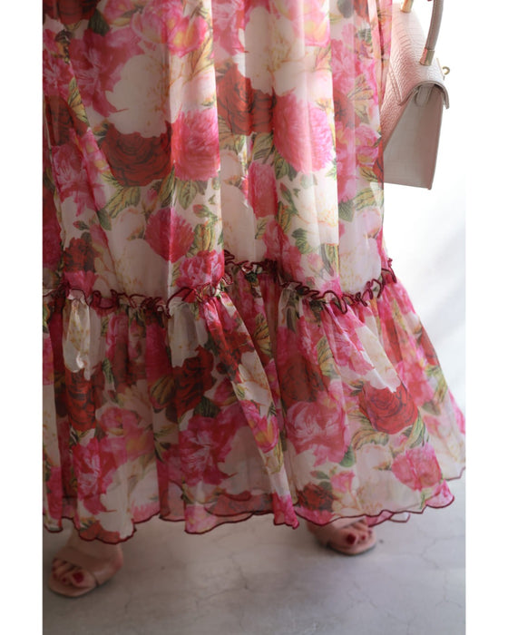 美品⁂センソユニコ⁂ロングワンピース　エプロンドレス　チェック　お花ポケット fit=scale-down,w=1200