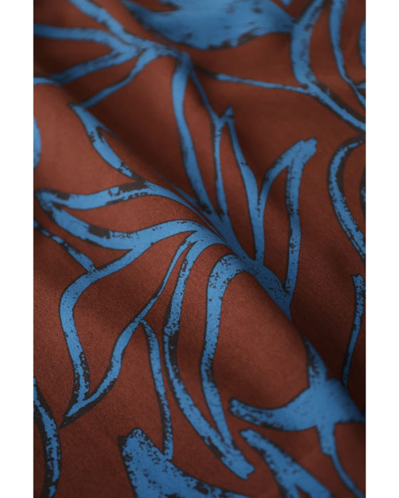 アーティスティックな植物柄ティアードミディアムワンピース(紐ベルト付き)