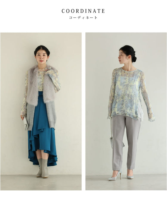 ふんわり着心地柔らかな淡花シアーニットカットソートップス