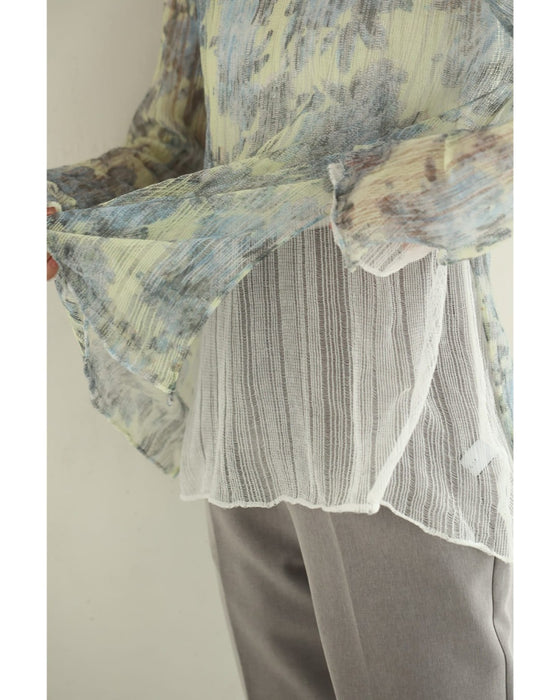 ふんわり着心地柔らかな淡花シアーニットカットソートップス