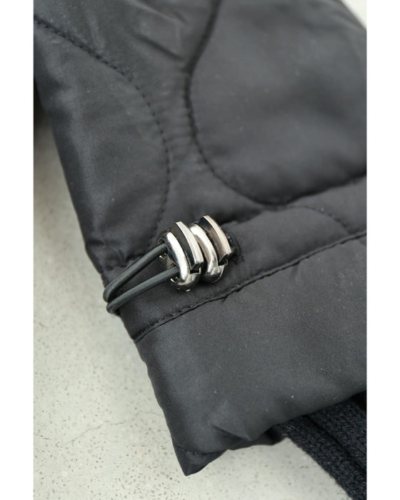 重ね着風なニットとキルトのドッキングチュニック