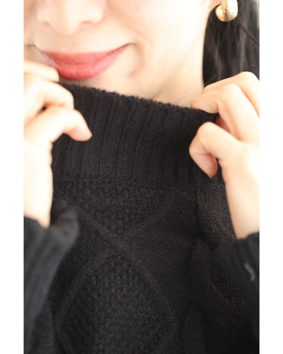 重ね着風なニットとキルトのドッキングチュニック