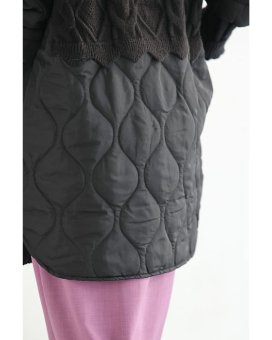 重ね着風なニットとキルトのドッキングチュニック