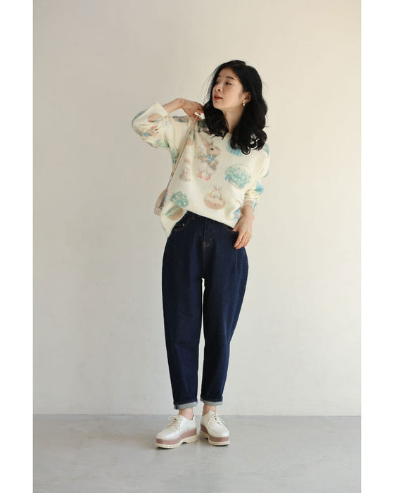 おめかしウサギのふわもちニットプルオーバートップス