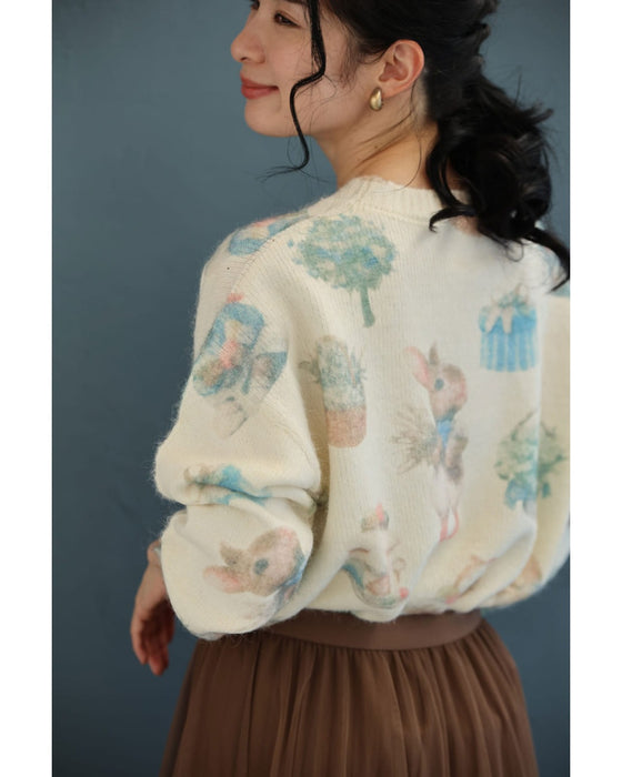 おめかしウサギのふわもちニットプルオーバートップス