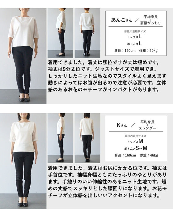 私に花が咲く。赤い立体フラワーニットプルオーバートップス