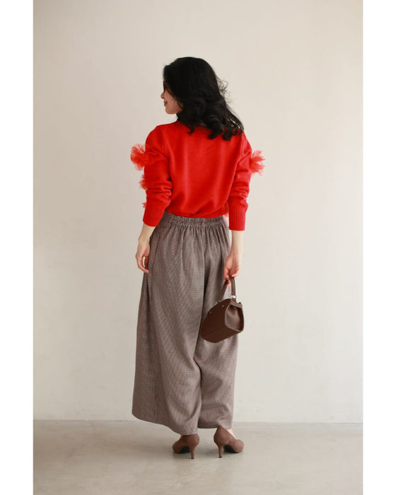 私に花が咲く。赤い立体フラワーニットプルオーバートップス