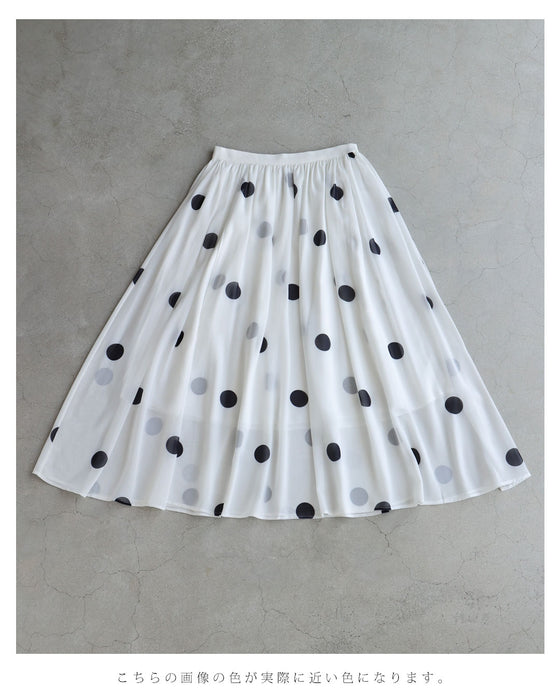 ドット柄舞うシアーミディアムスカート