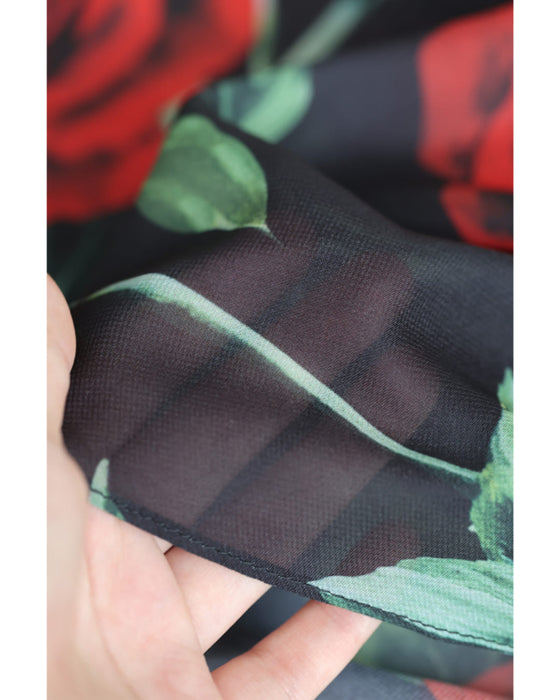 (黒)バラが舞うロイヤルなボウタイロングワンピース