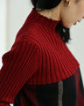(M-L/2L/3L) (Red x Black) Checkered ribbed knit tunic top
