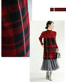(M-L/2L/3L) (Red x Black) Checkered ribbed knit tunic top