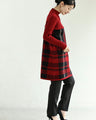 (M-L/2L/3L) (Red x Black) Checkered ribbed knit tunic top