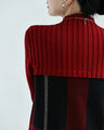 (M-L/2L/3L) (Red x Black) Checkered ribbed knit tunic top
