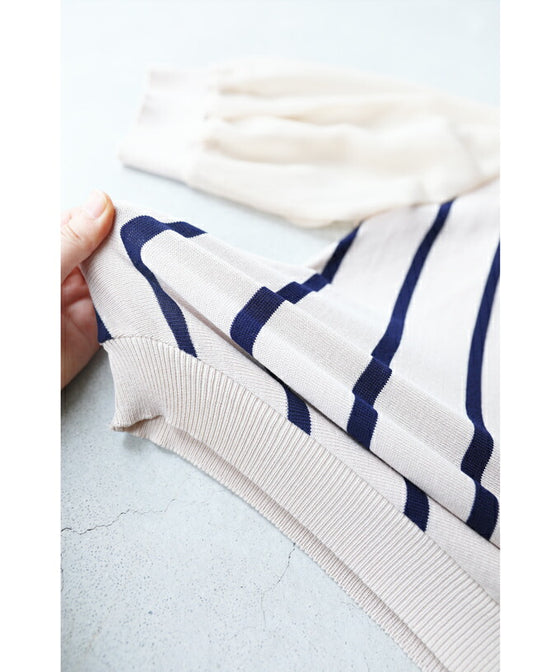 【アウトレット返品交換不可】内向きストライプで細見せ トップス