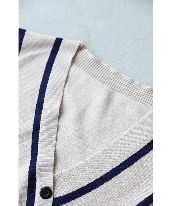 【アウトレット返品交換不可】内向きストライプで細見せ トップス