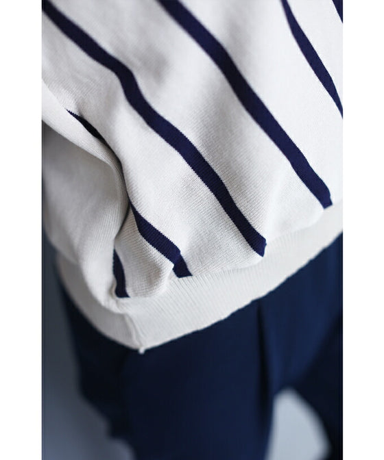 【アウトレット返品交換不可】内向きストライプで細見せ トップス