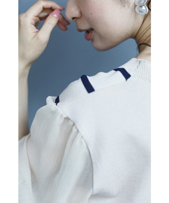 【アウトレット返品交換不可】内向きストライプで細見せ トップス