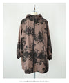 [Sale items cannot be returned or exchanged] Warm, brushed inside, floral print zip-up long parka 