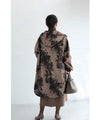[Sale items cannot be returned or exchanged] Warm, brushed inside, floral print zip-up long parka 