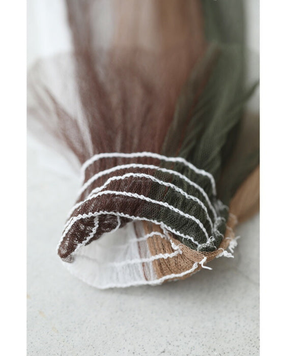 ふわり舞うブロッキングカラーのチュールミディアムワンピース