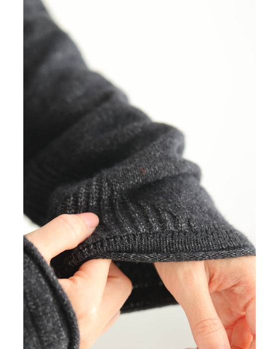 アート柄スヌード風ネックのドルマンニットプルオーバートップス