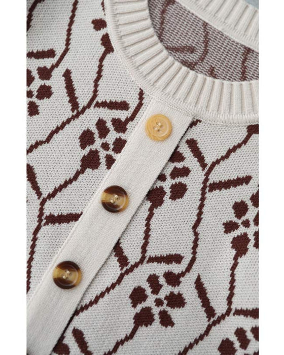 (S~L対応)可愛い花柄ニットのパフスリーブミディアムワンピース