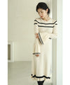 A cute, flare-sleeved knit medium-length dress
