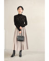 (Black) Sparkling black floral knit top with bejeweled lines