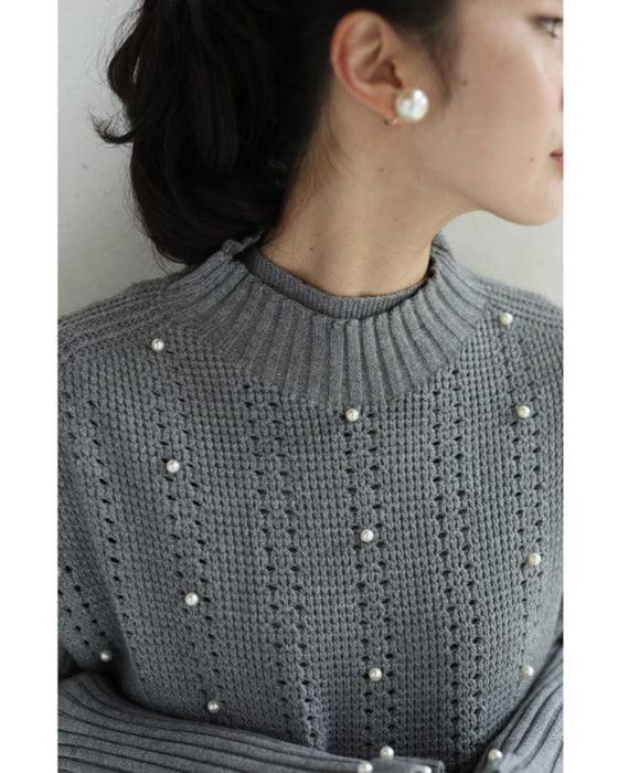 パールを散りばめた手元フリルの2点セットワンピース