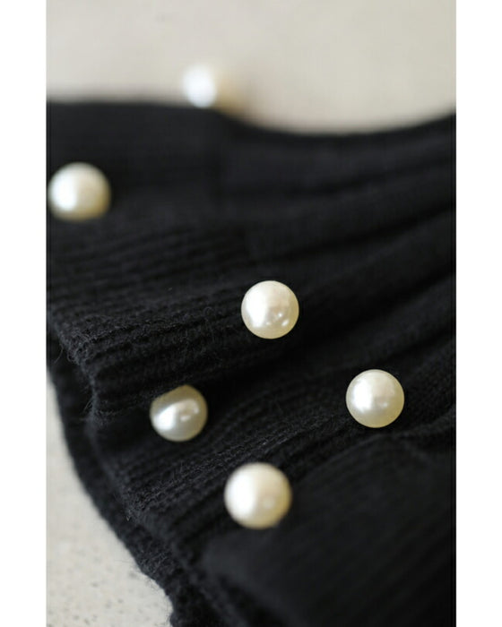 パールを散りばめた手元フリルの2点セットワンピース