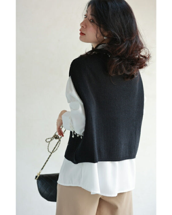 パールを散りばめた手元フリルの2点セットワンピース