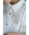 Long shirt tunic with natural leaf embroidery